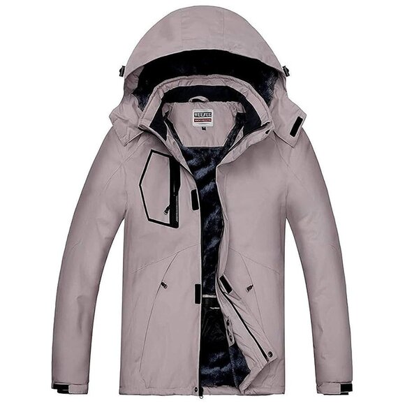 Men's Waterproof Ski Jacket Warm Winter Snow Coat Mountain Light Brown